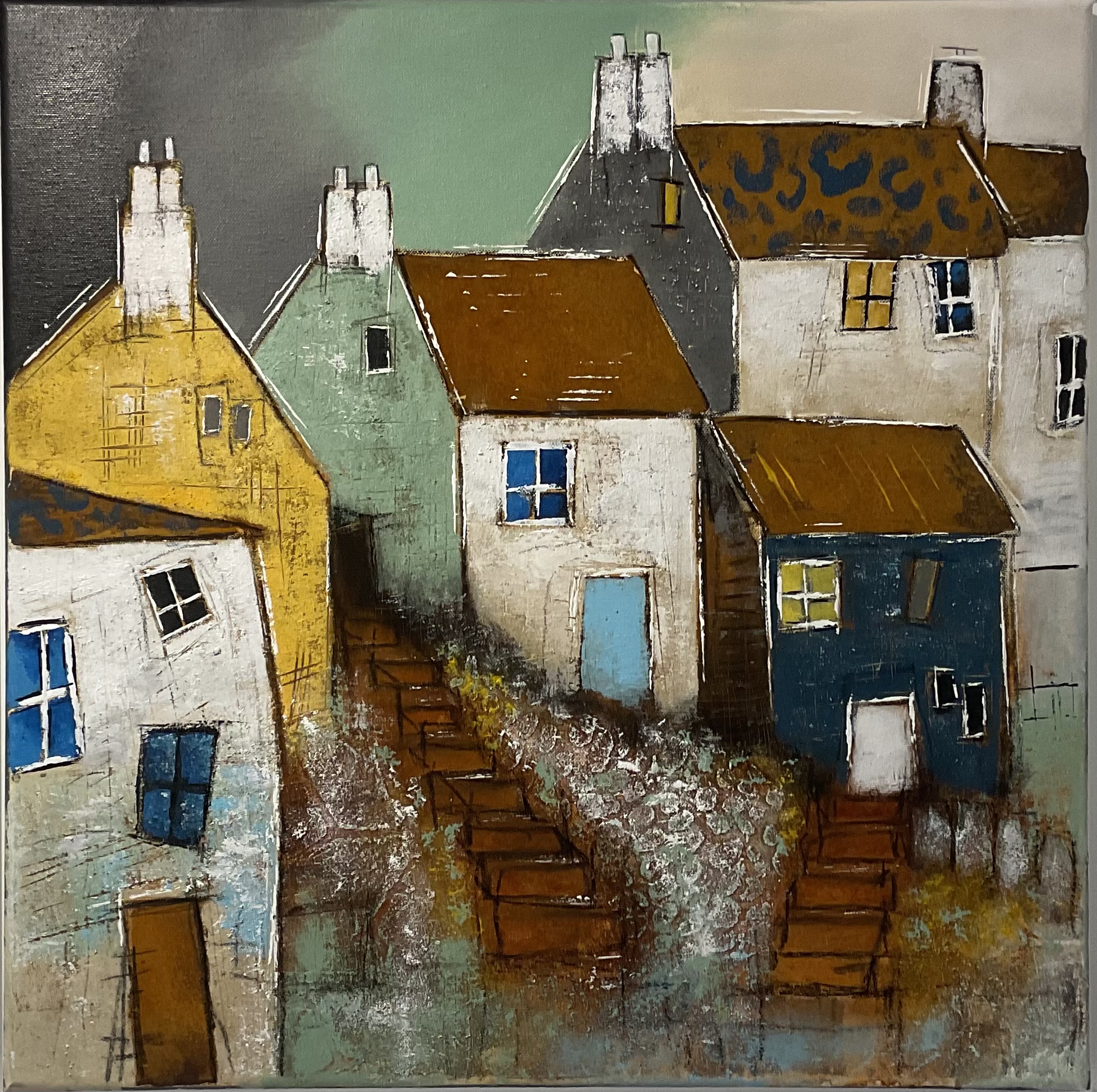 Titel - Häuser / Mixed - Media  50/50 cm 